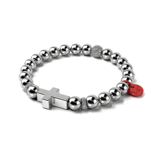 Argent et émail rouge | Bracelet Croix du Père Noël